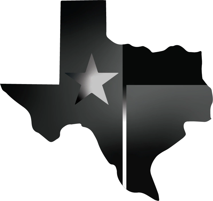 Stylized Texas state silhouette with star